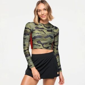 NWOT Zumba Explore Long Sleeve Crew Neck Top - Olive Expedition L